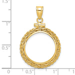 Carregar imagem no visualizador da galeria, 14K Yellow Gold Wheat Chain US Dime 1/10 oz Panda Cat Coin Bezel Holder Pendant Charm Screw Top Fits 18 mm Coins