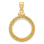 Carregar imagem no visualizador da galeria, 14K Yellow Gold Wheat Chain US Dime 1/10 oz Panda Cat Coin Bezel Holder Pendant Charm Screw Top Fits 18 mm Coins