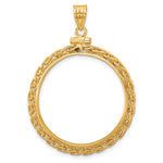Lataa kuva Galleria-katseluun, 14K Yellow Gold Wheat Chain 1/2 oz American Eagle Panda US $10 Dollar Liberty Indian Coin Bezel Holder Pendant Charm Screw Top Fits 27 mm Coins