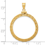 Lataa kuva Galleria-katseluun, 14K Yellow Gold Wheat Chain 1/2 oz American Eagle Panda US $10 Dollar Liberty Indian Coin Bezel Holder Pendant Charm Screw Top Fits 27 mm Coins