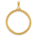 Lade das Bild in den Galerie-Viewer, 14K Yellow Gold Wheat Chain 1 oz American Eagle Cat Krugerrand Coin Bezel Holder Pendant Charm Screw Top Fits 32.7 mm Coins