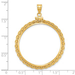 Lade das Bild in den Galerie-Viewer, 14K Yellow Gold Wheat Chain 1 oz American Eagle Cat Krugerrand Coin Bezel Holder Pendant Charm Screw Top Fits 32.7 mm Coins