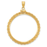 Lade das Bild in den Galerie-Viewer, 14K Yellow Gold Wheat Chain 1 oz American Eagle Cat Krugerrand Coin Bezel Holder Pendant Charm Screw Top Fits 32.7 mm Coins