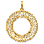 Load image into Gallery viewer, 14K Yellow Gold Greek Key Rope Diamond Cut US $5 Dollar Liberty Indian Statue of Liberty Bald Eagle Congressional Coin Bezel Holder Pendant Charm Prong Fits 21.6 mm Coins