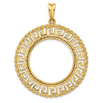 Load image into Gallery viewer, 14K Yellow Gold Greek Key Rope Diamond Cut 1/2 oz American Eagle Panda US $10 Dollar Liberty Indian Coin Bezel Holder Pendant Charm Prong Fits 27 mm Coins