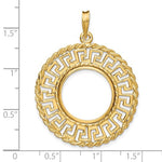 Load image into Gallery viewer, 14K Yellow Gold Greek Key Rope US $2.50 Dollar Liberty Indian Barber Dime Mercury Dime Coin Bezel Holder Pendant Charm Prong Fits 17.8 mm Coins