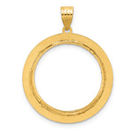 Load image into Gallery viewer, 14K Yellow Gold Diamond Cut And Black Enamel Greek Key 1/4 oz American Eagle Panda 2 Rand US $5 Jamestown Coin Bezel Holder Pendant Charm Prong Fits 22 mm Coins