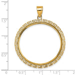 Load image into Gallery viewer, 14K Yellow Gold Diamond Cut Greek Key Old US Series 1 oz Panda Australian Nugget Kangaroo Koala Coin Bezel Holder Pendant Charm Prong Fits 32 mm Coins