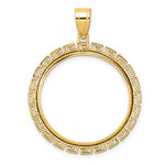 Load image into Gallery viewer, 14K Yellow Gold Textured Greek Key 1/2 oz American Eagle Panda US $10 Dollar Liberty Indian Coin Bezel Holder Pendant Charm Prong Fits 27 mm Coins