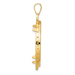 Load image into Gallery viewer, 14K Yellow Gold Textured Greek Key 1 oz American Eagle Cat Krugerrand Coin Bezel Holder Pendant Charm Prong Fits 32.7 mm Coins