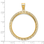 Load image into Gallery viewer, 14K Yellow Gold Textured Greek Key 1 oz American Eagle Cat Krugerrand Coin Bezel Holder Pendant Charm Prong Fits 32.7 mm Coins