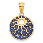 Carregar imagem no visualizador da galeria, 14k Yellow Gold Enamel Celestial Sun Stars Cosmos Cosmic Pendant Charm