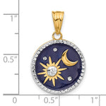 Load image into Gallery viewer, 14k Yellow Gold Rhodium Enamel Celestial Sun Moon Stars Cosmos Cosmic Pendant Charm