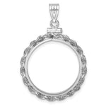 Load image into Gallery viewer, 14K White Gold Diamond Cut Rope Edge US $5 Dollar Liberty Indian Statue of Liberty Bald Eagle Congressional Coin Bezel Holder Pendant Charm Screw Top Fits 21.6 mm Coins