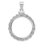 Load image into Gallery viewer, 14K White Gold Diamond Cut Rope Edge US $5 Dollar Liberty Indian Statue of Liberty Bald Eagle Congressional Coin Bezel Holder Pendant Charm Screw Top Fits 21.6 mm Coins