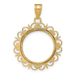 Lade das Bild in den Galerie-Viewer, 14K Yellow Gold 1/10 oz American Eagle 1/10 oz Krugerrand Coin Holder Fancy Scalloped Border Prong Bezel Pendant Charm for 16.5mm Coins
