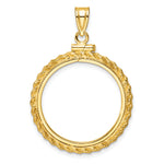 Load image into Gallery viewer, 14K Yellow Gold Diamond Cut Rope Edge 1/4 oz American Eagle Panda 2 Rand US $5 Jamestown Coin Bezel Holder Pendant Charm Screw Top Fits 22 mm Coins