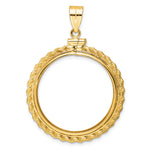 Load image into Gallery viewer, 14K Yellow Gold Diamond Cut Rope Edge 1/2 oz American Eagle Panda US $10 Dollar Liberty Indian Coin Bezel Holder Pendant Charm Screw Top Fits 27 mm Coins
