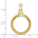 Ladda upp bild till gallerivisning, 14K Yellow Gold Rope Edge US Dime 1/10 oz Panda Cat Coin Bezel Holder Pendant Charm Screw Top Fits 18 mm Coins