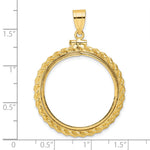 Load image into Gallery viewer, 14K Yellow Gold Rope Edge 1/2 oz American Eagle Panda US $10 Dollar Liberty Indian Coin Bezel Holder Pendant Charm Screw Top Fits 27 mm Coins