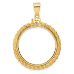 Load image into Gallery viewer, 14K Yellow Gold Rope Edge 1/2 oz American Eagle Panda US $10 Dollar Liberty Indian Coin Bezel Holder Pendant Charm Screw Top Fits 27 mm Coins