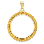Load image into Gallery viewer, 14K Yellow Gold Rope Edge Old US Series 1 oz Panda Australian Nugget Kangaroo Koala Coin Bezel Holder Pendant Charm Screw Top Fits 32 mm Coins