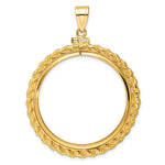 Load image into Gallery viewer, 14K Yellow Gold Rope Edge 1 oz American Eagle Cat Krugerrand Coin Bezel Holder Pendant Charm Screw Top Fits 32.7 mm Coins