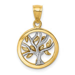 Indlæs billede til gallerivisning 14k Yellow White Gold Two Tone Tree of Life Circle Round Pendant Charm