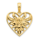 Kép betöltése a galériamegjelenítőbe: 14K Yellow Gold Fancy Floral Heart Pendant Charm