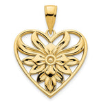 Ladda upp bild till gallerivisning, 14K Yellow Gold Fancy Floral Heart Pendant Charm