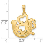 Load image into Gallery viewer, 14k Yellow Gold Shamrock Clover Horseshoe Pendant Charm