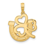 Load image into Gallery viewer, 14k Yellow Gold Shamrock Clover Horseshoe Pendant Charm