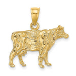 Ladda upp bild till gallerivisning, 14k Yellow Gold Cattle Cow 3D Pendant Charm