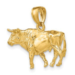 画像をギャラリービューアに読み込む, 14k Yellow Gold 3D Bull Pendant Charm