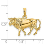 画像をギャラリービューアに読み込む, 14k Yellow Gold 3D Bull Pendant Charm
