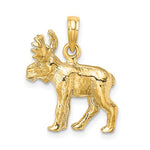 Carregar imagem no visualizador da galeria, 14k Yellow Gold Moose 3D Textured Pendant Charm