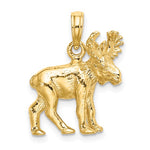 Carregar imagem no visualizador da galeria, 14k Yellow Gold Moose 3D Textured Pendant Charm
