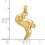 Indlæs billede til gallerivisning 14k Yellow Gold Boot 3D Western Pendant Charm