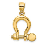 Carica l'immagine nel visualizzatore di Gallery, 14k Yellow Gold Nautical Shackle Link Moveable 3D Pendant Charm