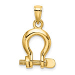 Load image into Gallery viewer, 14k Yellow Gold Nautical Shackle Link Moveable 3D Pendant Charm
