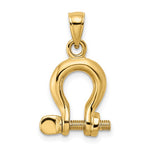 Load image into Gallery viewer, 14k Yellow Gold Nautical Shackle Link Moveable 3D Pendant Charm