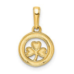 將圖片載入圖庫檢視器 14k Yellow Gold and Rhodium Shamrock Clover Round Circle Small Pendant Charm