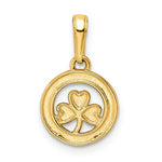 Load image into Gallery viewer, 14k Yellow Gold and Rhodium Shamrock Clover Round Circle Small Pendant Charm
