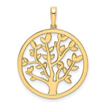 Load image into Gallery viewer, 14k Yellow Gold Rhodium Tree of Life Circle Round Pendant Charm