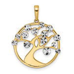 Load image into Gallery viewer, 14k Yellow Gold Rhodium Tree of Life Pendant Charm