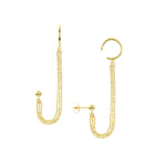 이미지를 갤러리 뷰어에 로드 , 14k Yellow Gold Diamond Cut Multi Bead Chain Drape Ear Cuff Earrings