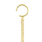이미지를 갤러리 뷰어에 로드 , 14k Yellow Gold Diamond Cut Multi Bead Chain Drape Ear Cuff Earrings