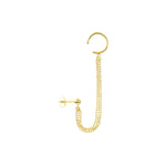 이미지를 갤러리 뷰어에 로드 , 14k Yellow Gold Diamond Cut Multi Bead Chain Drape Ear Cuff Earrings