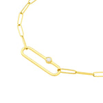 Ladda upp bild till gallerivisning, 14k Yellow Gold Twin Diamond Paperclip Link Necklace with Lobster Clasp