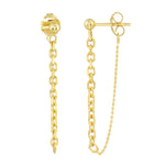 Load image into Gallery viewer, 14k Yellow Gold Chain Drape Front to Back Dangle Earrings